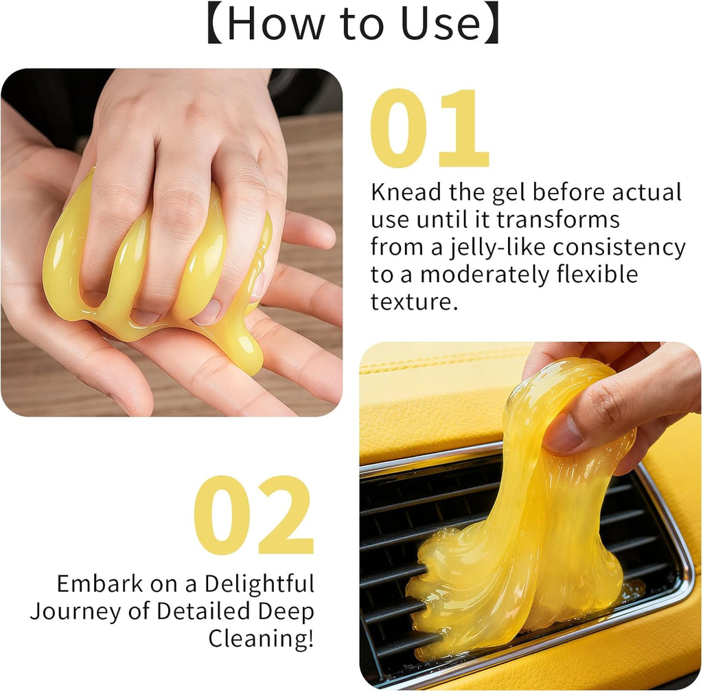 ASFSKY Car Cleaning Gel (Yellow,Lemon) Cleaning Putty Universal Dust Cleaning Car Interior Cleaner Keyboard Dust Remover Car Slime Gifts for Men Women Girl（1 Pack）