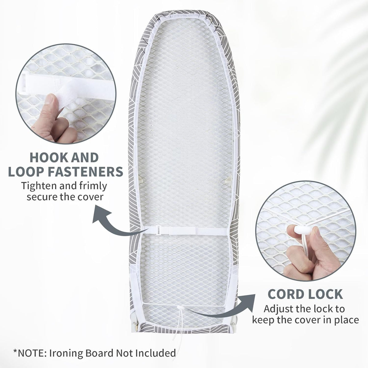 Seiritex Over The Door Ironing Board Cover 14 x 42 inch, Thick Padding and Heat Reflective with Hook and Loop Fasteners, 3 Layers Iron Board Cover (Gray Cube)