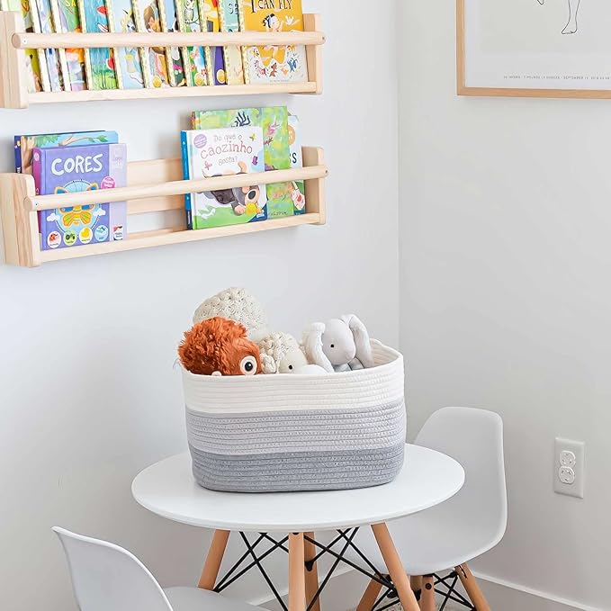 OrganiHaus Cotton Rope Storage Basket for Closet | Towel Basket for Bathroom | Woven Basket for Storage | Woven Baskets for Organizing | Soft Basket | Decorative Cotton Rope Basket for Storage - Gray