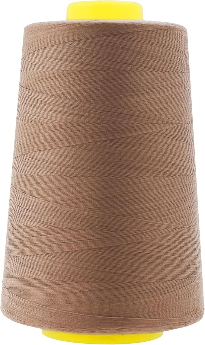 Mandala Crafts 4 Pack of Serger Threads Cones Spools - 40S/2 24000 Yards Polyester Mocha Threads for Sergers Machine and Overlock Quilting Sewing Machine