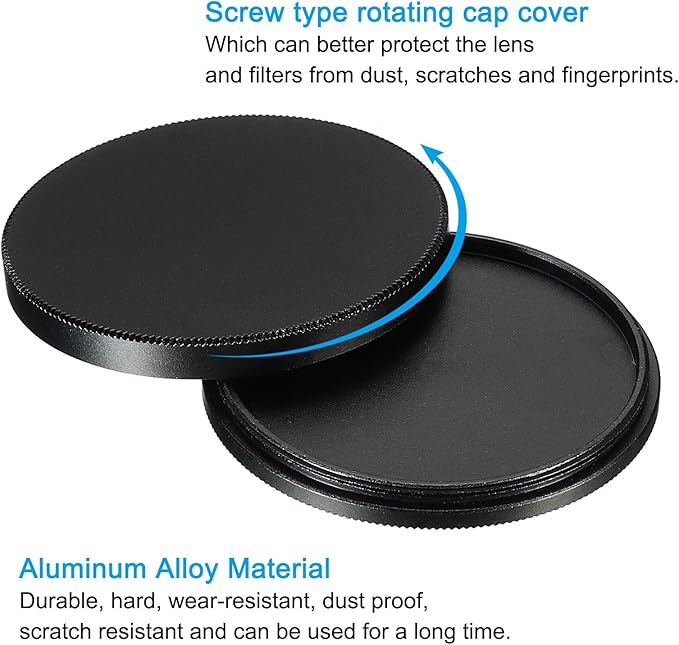 PATIKIL 49mm Lens Cap, 2 Pack Camera Lens Cap Cover Universal Front Metal Lens Filter Stacks Cap Protective Case for 49mm Camera Circular Polarizing Fader ND Filter, Black