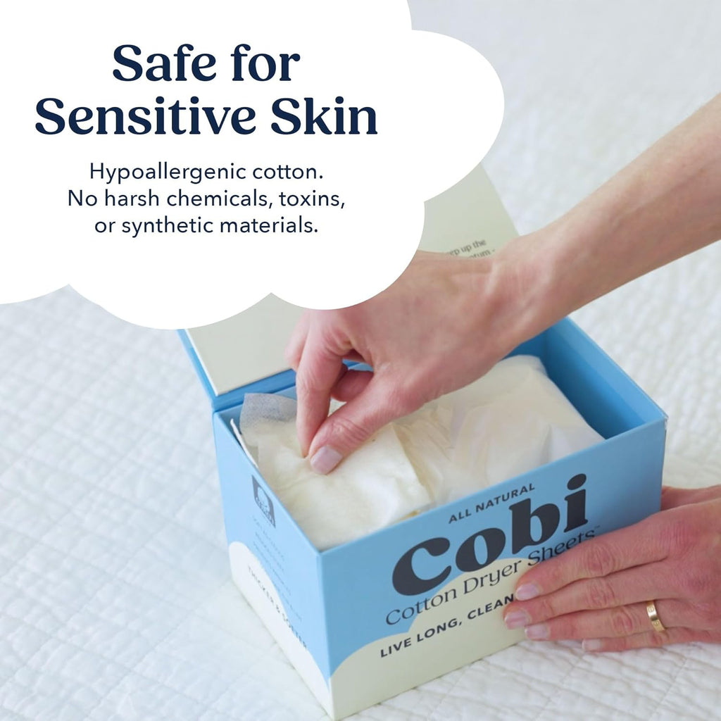 Cobi Biodegradable Non-Toxic Dryer Sheets – Naturally Scented Cotton Dryer Sheets – Eco-Friendly, Plant-Based, Plastic-Free – 120 Count