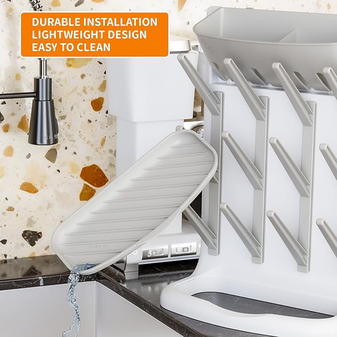 Yieach Larger Vertical Baby Bottle Drying Rack - BPA Free - Space Saving Feeding Bottles Drying Rack Holder for Countertop,Baby Bottle Holder Storage Station for Pacifiers,Pump Accessories Stand,Grey