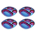 Ahimsa Stainless Steel Plates for Kids - Divided Plates for Toddlers, Pediatrician Designed, Non Toxic Toddler Plate, BPA Free & Dishwasher Safe (Blue Set of 4)