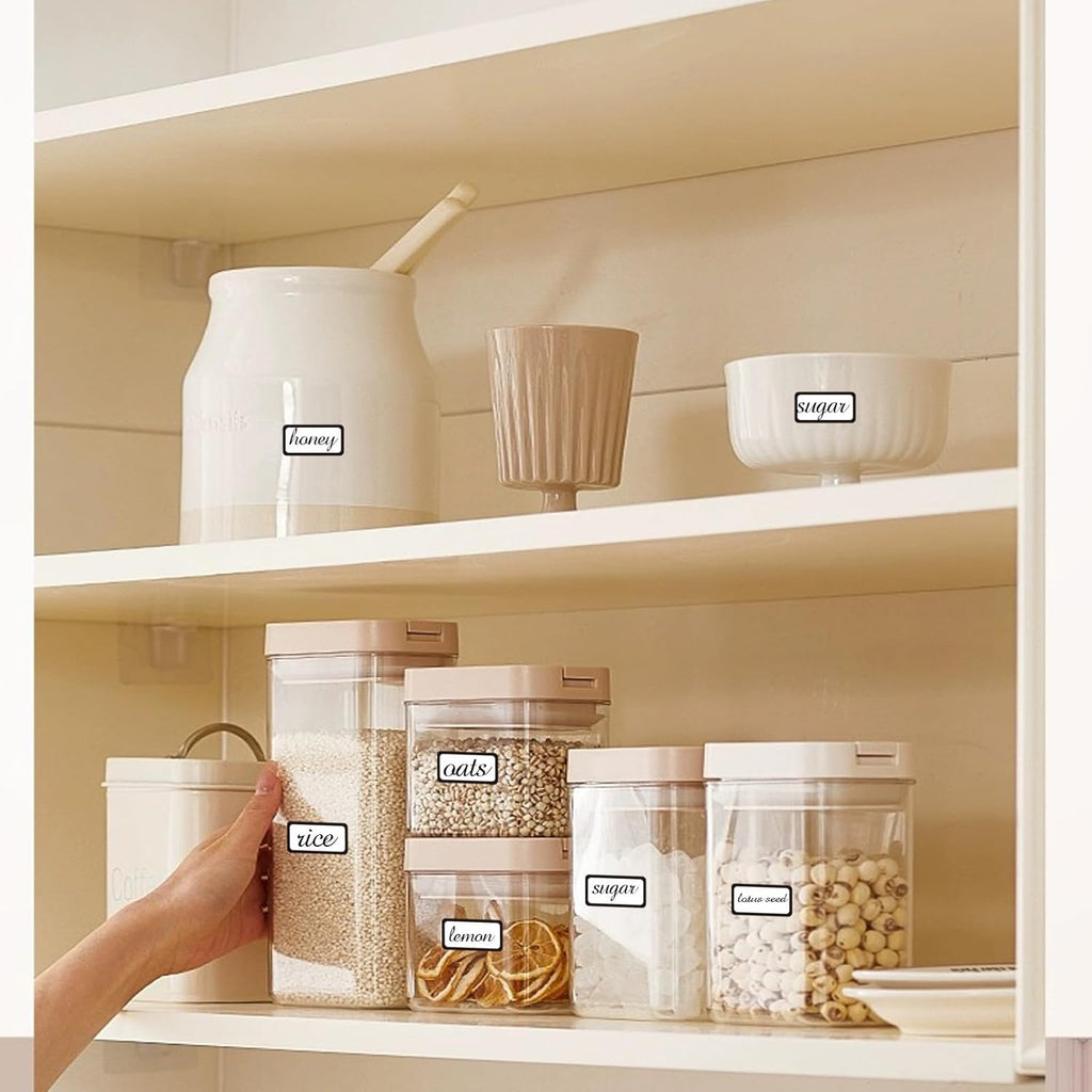 STARLIBOO Removable Labels, Blank Freezer Labels for Food Containers, 1x2 Inch Freezer Stickers, Freezer Labels to Write on/Waterproof Labels/Easy Peel Off (Black Border, 360 Labels)