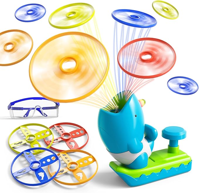 29 PCS Flying Disc Launcher Outdoor Indoor Game Toys Gifts for 3 4 5 6 Year Old Kids, Outdoor Outside Game Toys for Kids Boys Ages 3-5 4-8, Ideal 3 4 5 6 Year Old Boys Birthday Gifts