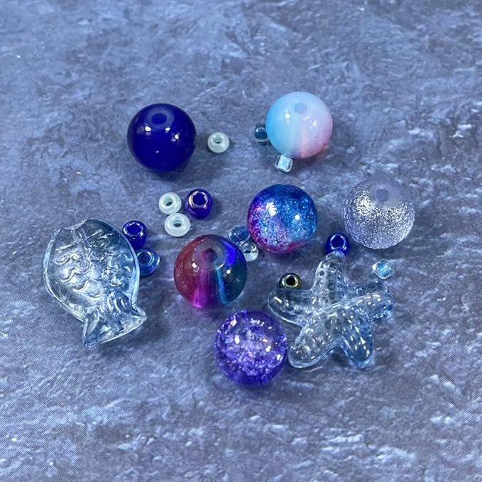 Assorted Glass Resin Beads Multi Size Colors Smooth Cracked Gravel Millet Spacer Beads for Bracelets Necklace Earring DIY Jewelry Making Craft(Indigo Blue Series)