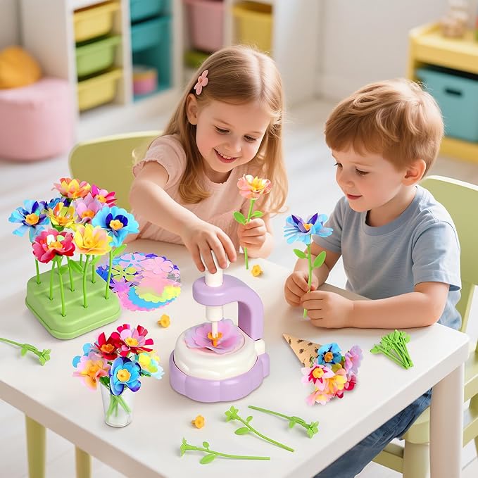 Hetbls Fabric Flower Bouquets Toys, Arts and Crafts Kits for Kids Age 3-12, Educational Gifts for 3 4 5 6 7 8 9 10 11 12 Year Old Toddler Girls, Great for B-Day Birthdays Activities Holidays Parties