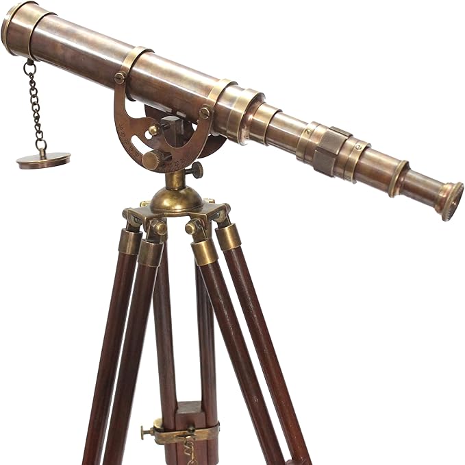 Decorative Brass Harbor Master Spyglass Telescope on Tripod – Vintage Maritime Nautical Scope for Table Office Home Decor & Collectible Navigation Gift