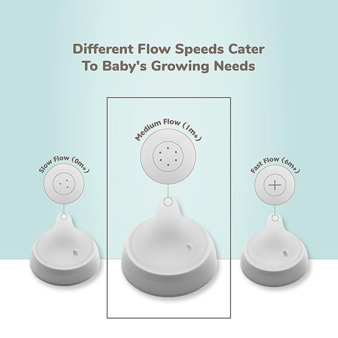 NUK Perfect Match 2-in-1 Natural and Anti-Colic Bottle with Medium Flow, Wide, Adaptable Nipple, 8oz., 4 Pack, BPA Free