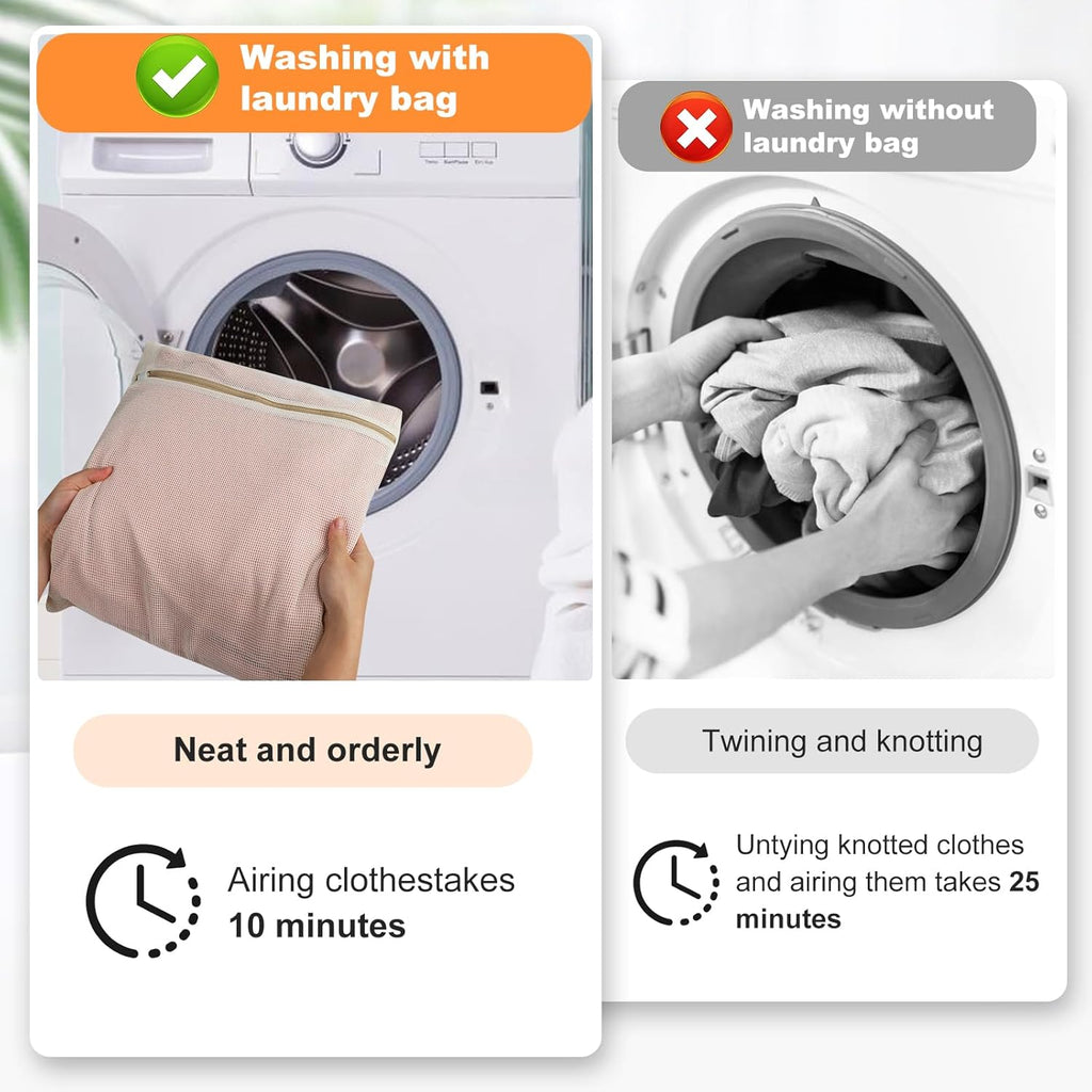 4-Piece Large Durable Organic Cotton Mesh Laundry Bags with Sturdy Zippers and Breathable Mesh are Delicate Laundry Bags for Underwear, Clothes, Pants and Socks