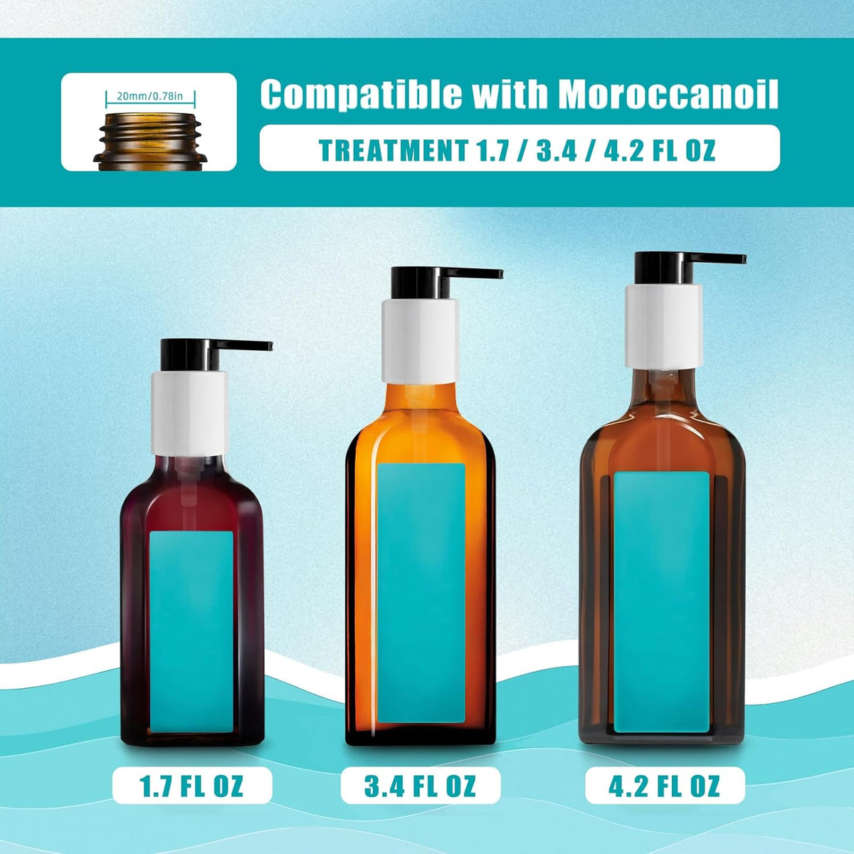 2PCS Dispenser Pump Replacement Compatible with MOROCCANOIL Treatment 1.7/3.4/4.2 Fl Oz (Not for Travel Size), Plastic Pumps Head with Lock Clip for Hair Oil Bottle (Bottle Not Included)
