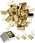 Assorted Binder Clips 0.75/1/1.25in 25-Pack -Gold Tone Clips for Office & Home