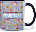 Personalized Mug for Kids - Sweets - Custom Name/Text, Ceramic Hot Chocolate/Cocoa/Coffee Cup for Boys/Girls, Birthday/Christmas/Holiday Gift - 11 oz, Black Handle