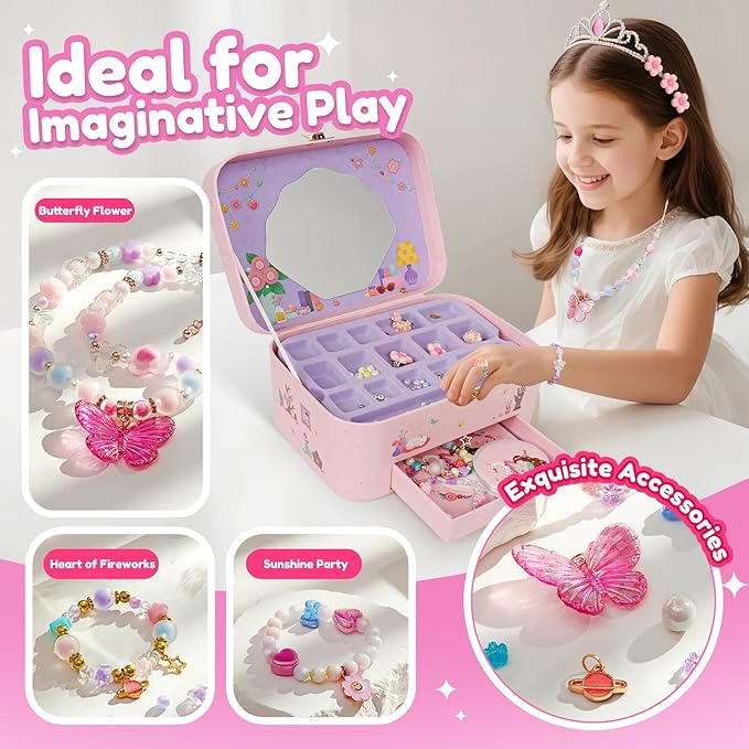 ROOCHKD Charm Bracelet Making Kit Girls Toys, DIY Jewelry Making Crafts and Decorations, Art Supplies Class Activity for Kids Birthday Exchange Christmas Gifts Party Favors