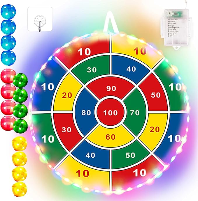 Kids Dart Board Game Set-29 inchs, Board Games with 16 Stick Balls, Summer Indoor Outdoor Toys Games for Kids Ages 4-8, Birthday Party Games Yard Toys for Kids Ages 3 4 5 6 7 8 9 10 11