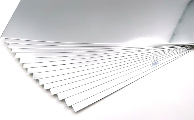 TGXRZX Metallic Silver Cardstock Paper,Size 8 "x 11" (250gsm), 15PCS,Mirror Finish Gold Foil Board for Crafting, Invitations, and Decorations,Die Cut and Plotter,Card Making (Bright silver)