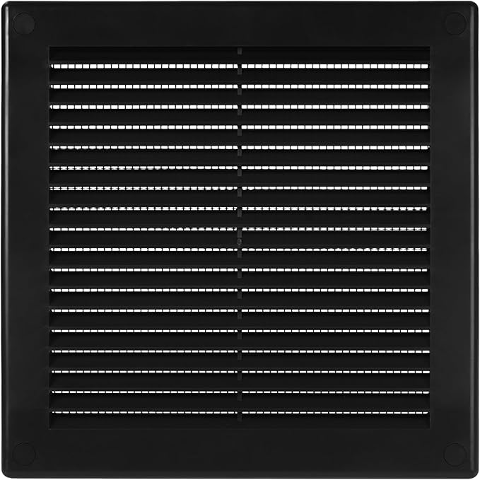 Vent Systems 6" x 6" - Pack of 2 - Black Plastic Soffit Vent Cover - Durable Flat Square Air Vent Grille with Mesh Screen - Weather Resistant Ventilation Grill - Wall & Ceiling, Indoor & Outdoor