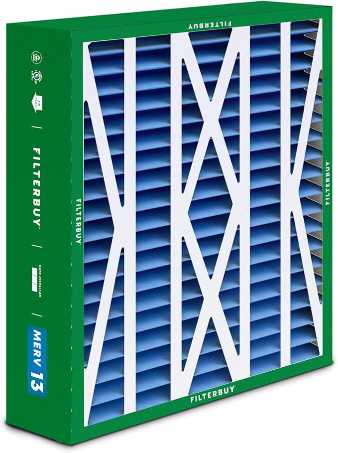 Filterbuy 17.5x21x5 Air Filter MERV 13 Optimal Smoke & Allergy Defense (1-Pack), Electrostatic Pleated HVAC AC Furnace Filters for Rheem, Ruud, and Protech (Actual Size: 17.13 x 20.63 x 4.38)