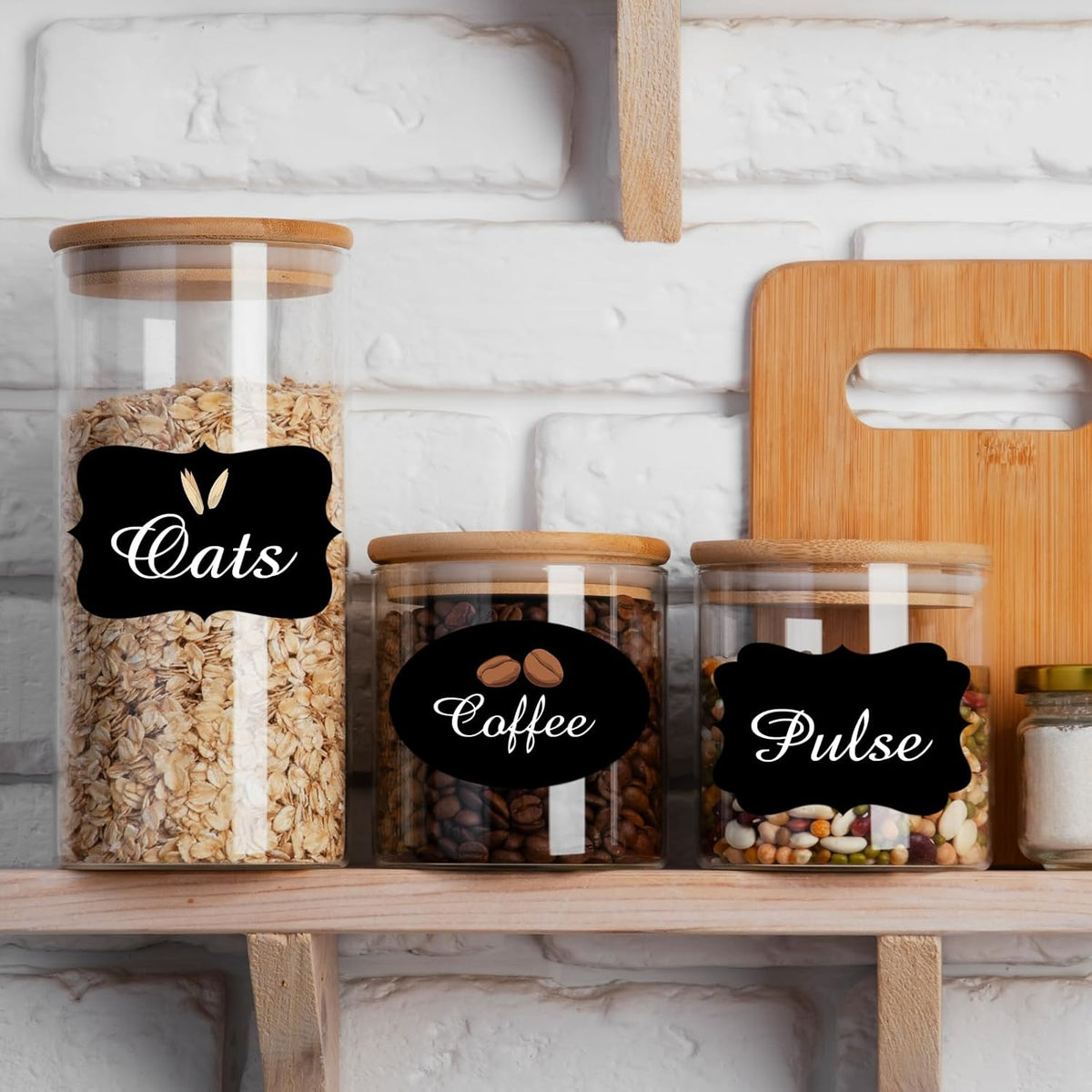 Black Labels Stickers, 250 PCS 3" x 2" Fancy Shape Sticker for Storage Box or Food Jars Holiday Present Christmas Gift Tags