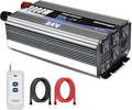 3000W Power Inverter 24V to 110V/120V DC to AC with LCD Display, Remote Controller and 4 x AC Outlets Car Adapter for Car Truck Boat RV Off Grid Solar System