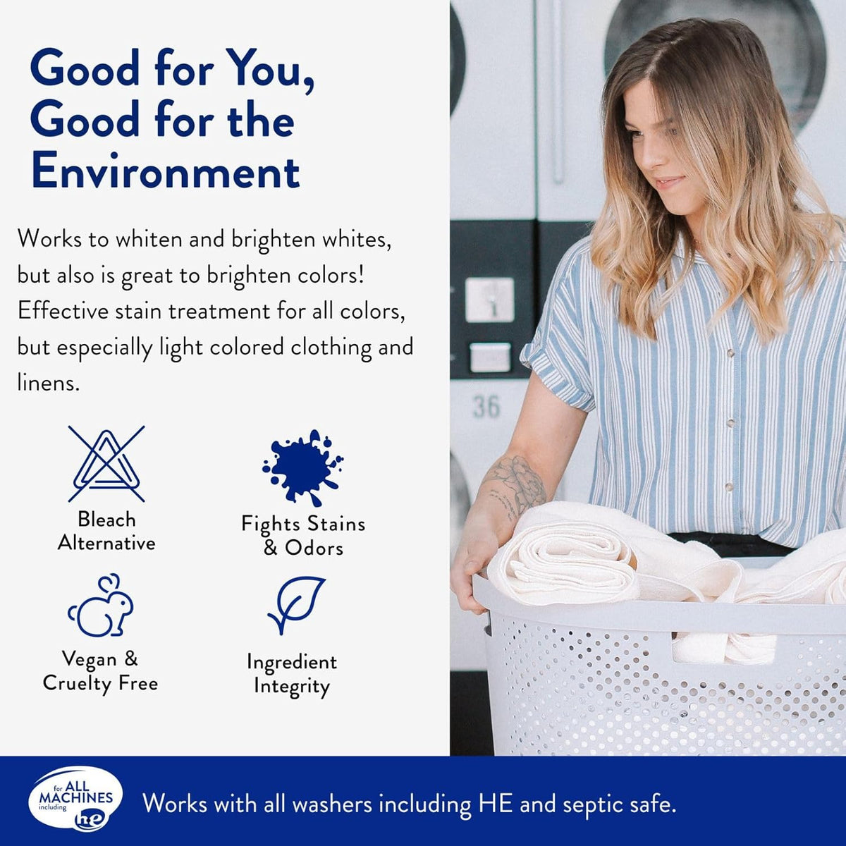 The Clean People Oxygen Brightener Stain Remover | Bleach Alternative, Simple Ingredients, Brightens Dull Whites AND Colors | 79 oz