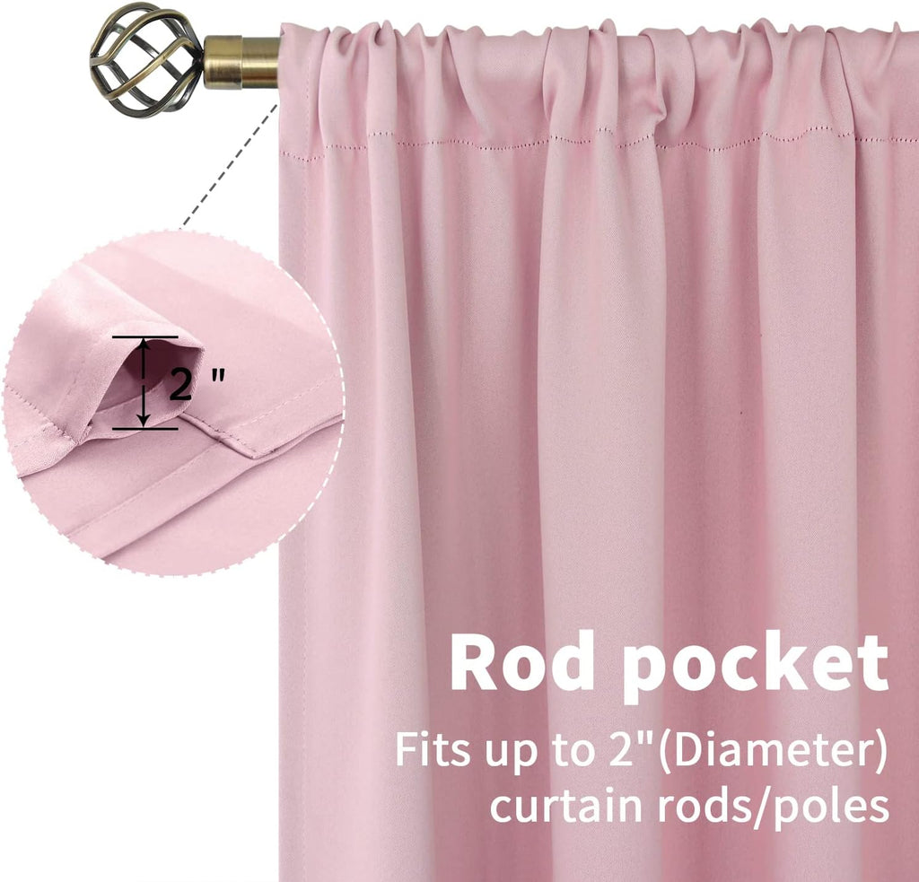 BGment Baby Pink Room Darkening Curtains 36 Inch Length for Short Window - Rod Pocket Short Thermal Insulated Blackout Drapes for Bathroom Kithchen Girl Bedroom, 42 x 36 Inch, 2 Panels