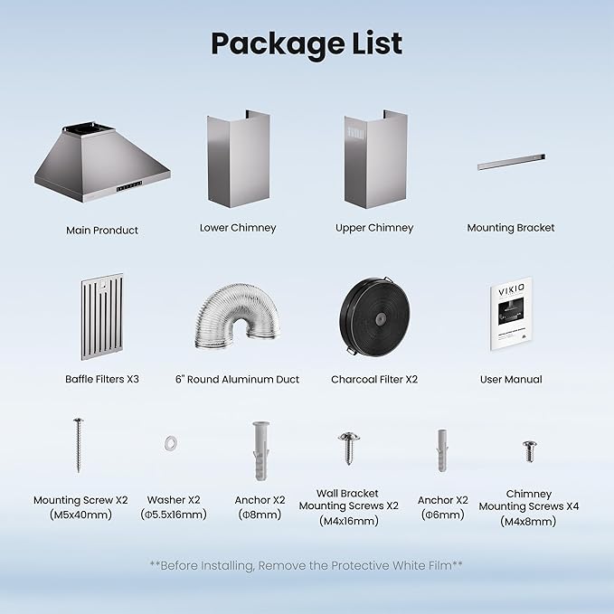 Wall Mount 30 Inch Range Hood 900 CFM, Ductless/Ducted Convertible Kitchen Hood, 3-speed Gesture Sensing & Touch Control, Stainless Steel Kitchen Vent Hood with Permanent Baffle Filters