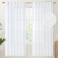 YoungsTex 72 Inch Length White Linen Curtains for Living Room 2 Panels, Rod Pocket Back Tab Semi Sheer Drapes for Light Filtering Window Treatments for Bedroom Dining, 52 X 72 Inch