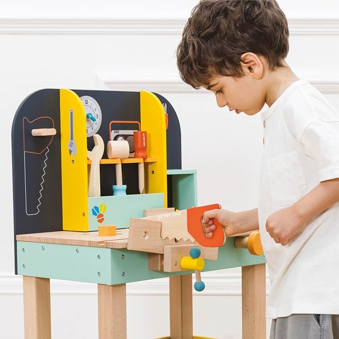 Le Toy Van - Wooden Toy Work Bench Set | Large Educational Construction Set for Role Play | Pretend Play Wooden Tools - Suitable for 3 Year Olds+