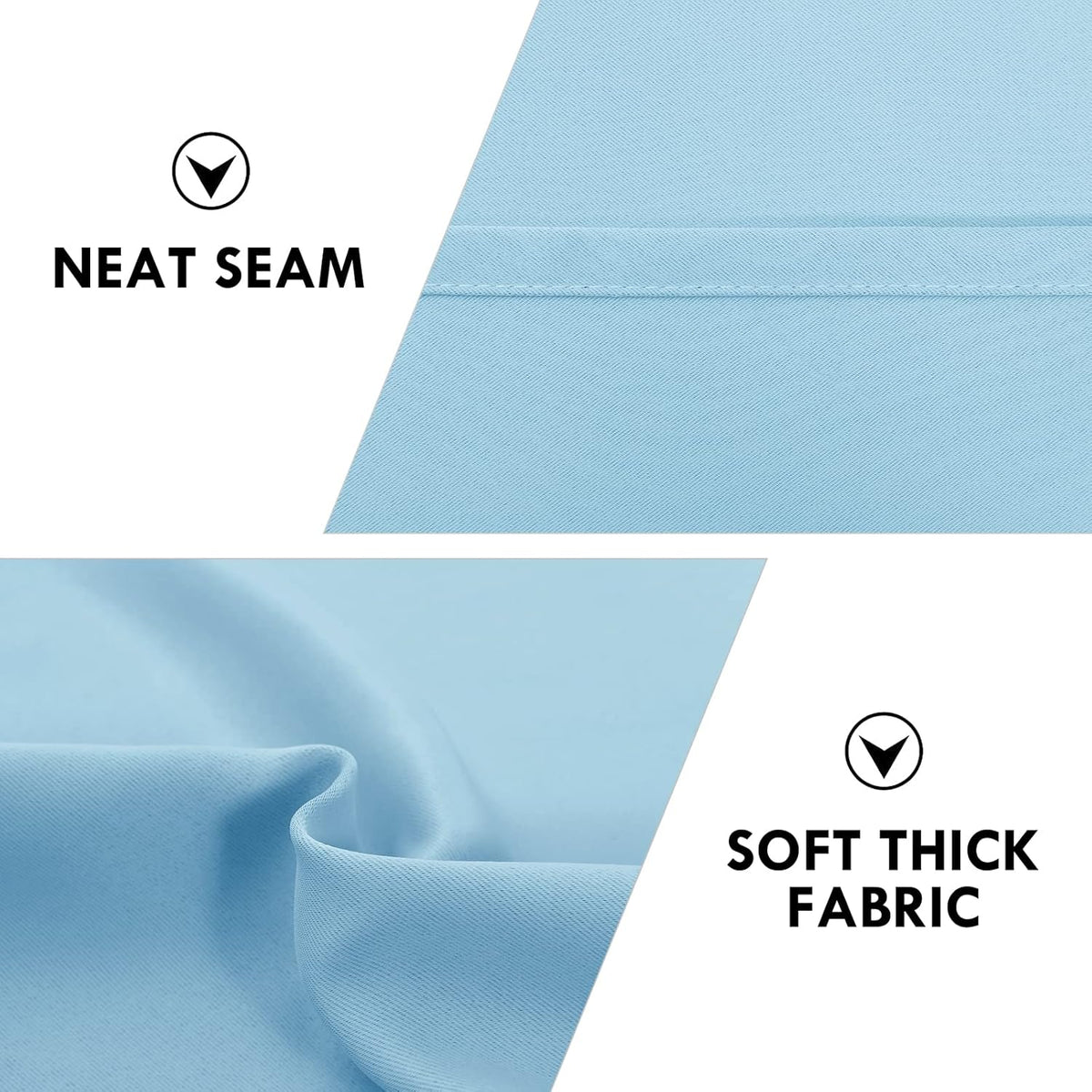 DWCN Light Blue Blackout Curtains for Bedroom –Rod Pocket Thermal Insulated Room Darkening Drapes for Living Room, W 42 x L 54 Inch, 2 Panels