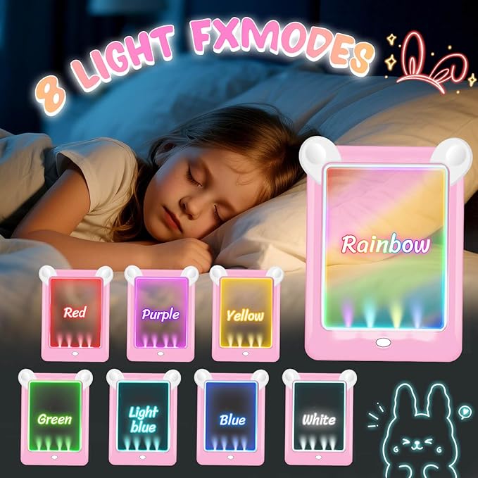 2 Pack Magic Led Drawing Boards for Kids: Light Up Tracing Pad, 8 Light Modes, Drawing Pads for Kids Ages 4-8 with Tracing Cards Markers, Arts Crafts Learning Toy Ideal Gift Toy for Boys Girls
