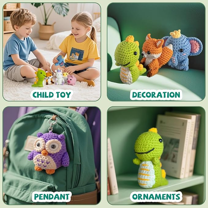 Utook Crochet Kit for Beginners，6 Cute Animals Crochet Kits with Yarn, Crochet Hooks & Accessories | Beginner-Friendly Video Tutorials | Great for Adults & Kids Learning to Crochet