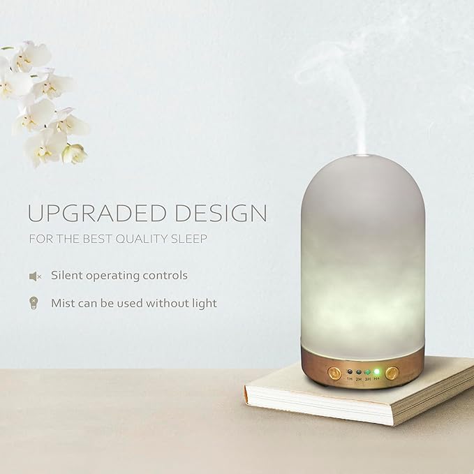 Earnest Living Essential Oil Diffusers for Essential Oils 100 ml Ultrasonic Diffusers 4 Timers Night Lights and Auto Off Function Home Office Aromatherapy Diffusers for Essential Oils