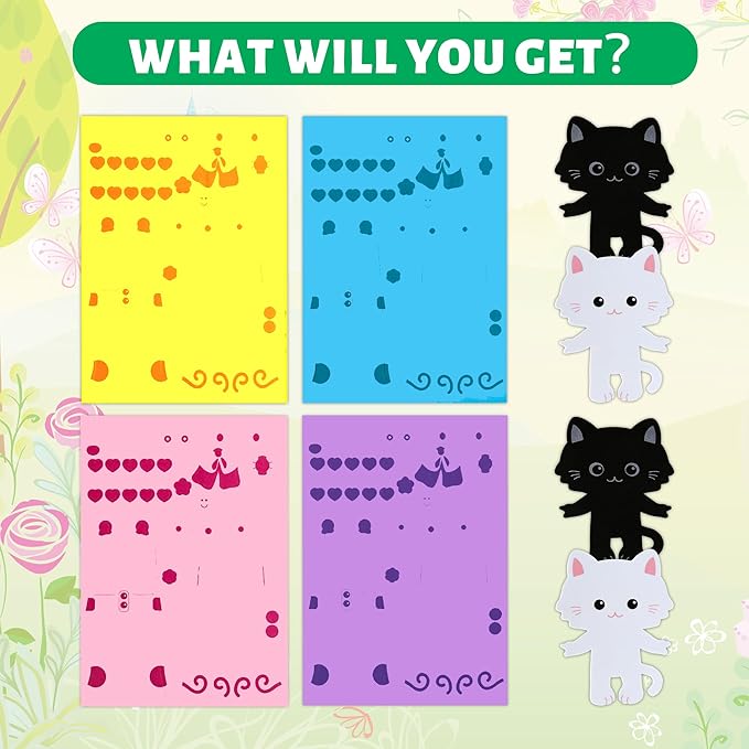 VKPI 4 Pieces Cats Foam Art Crafts Gift Kit, Creative Make Your Own Kittens, Cartoon Foam Paper Craft Projects for Kids Ages 4+ Toddler, Preschool Learning Toy for Birthday Party Favor Supplies