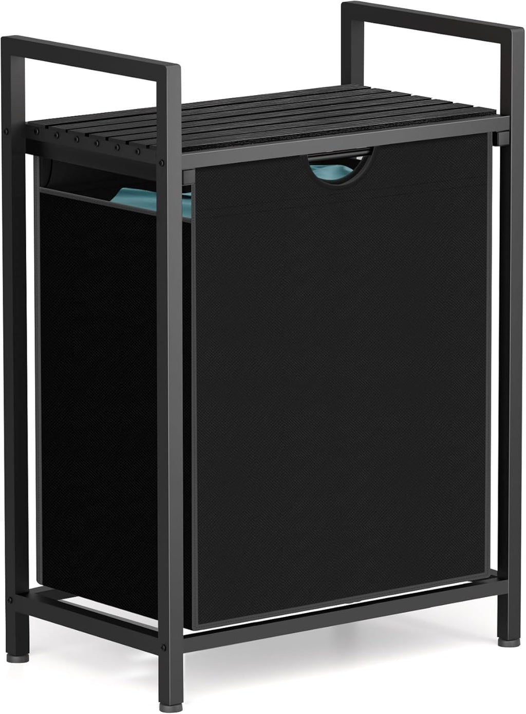Laundry Sorter with Removable Bag, 16 Gallons Laundry Hamper with Adjustable Feet, Laundry Basket for Laundry Room, Bathroom and Bedroom(Charcoal Black)