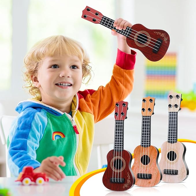 3 Pcs Toy Ukulele Guitar for Kids Mini Ukulele Kids Toy Classical Musical Instrument Guitar Baby Cute Developmental Educational