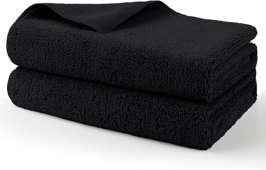 HOMEXCEL Professional Large Microfiber Car Drying Towels 2 Pack, Lint Free, Scratch Free, Highly Absorbent Drying Towel for Cars, SUVs, RVs, Trucks, and Boats,31" x 24", Black