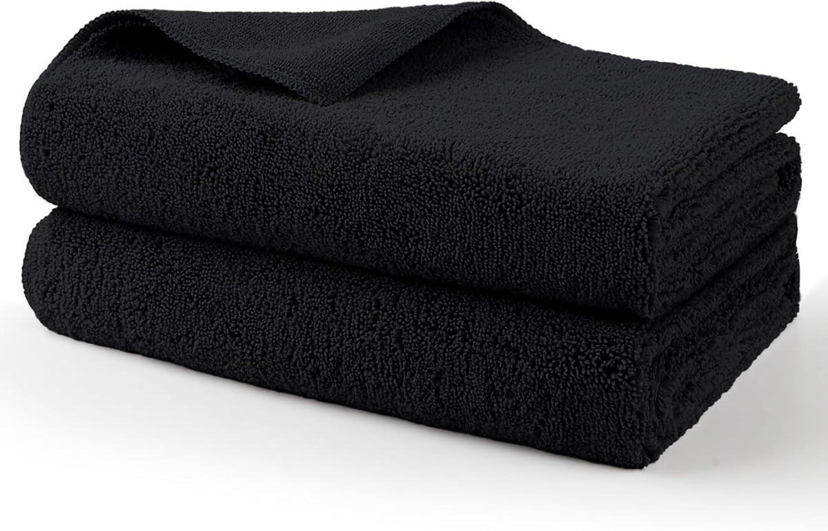 HOMEXCEL Professional Large Microfiber Car Drying Towels 2 Pack, Lint Free, Scratch Free, Highly Absorbent Drying Towel for Cars, SUVs, RVs, Trucks, and Boats,31" x 24", Black