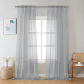 Chyhomenyc Sheer Light Grey Curtains 90 inches Long 2 Panels, Light Filtering Soft Airy Solid Elegant Voile Window Treatment Drapes for Bedroom Living Room Wedding Party Decor, 42 Wx90 L Inches