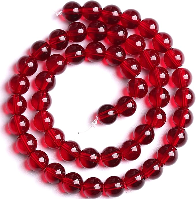 6mm Garnet Red Glass Crystal Beads Smooth Round Stone Beads with Energy Power for DIY Jewlery Bracelets Making 120pcs 2 Strands 32"