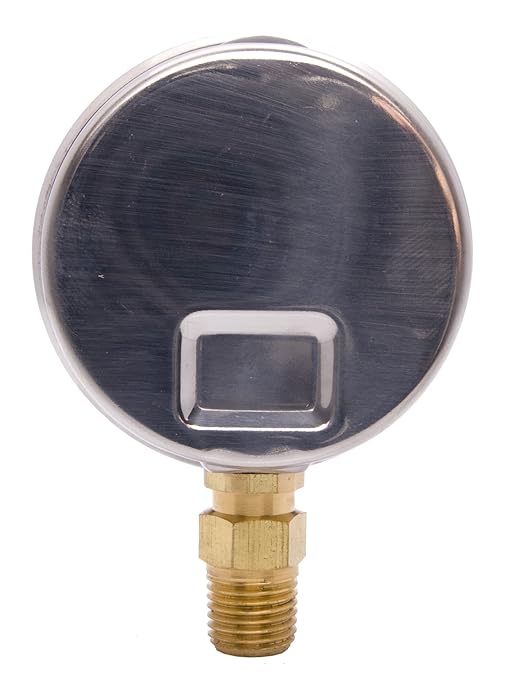 2-1/2" Oil Filled Pressure Gauge - Stainless Steel Case, Brass, 1/4" NPT, Lower Mount Connection, 0-10,000PSI