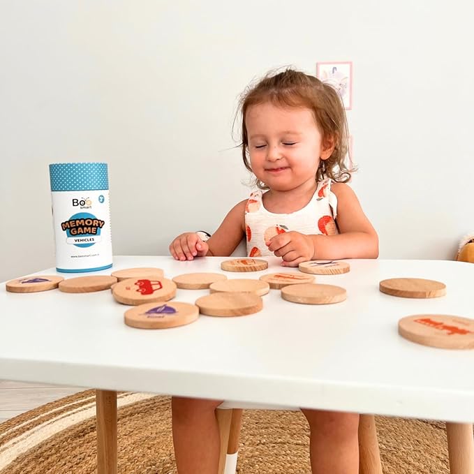 bee smart Wooden Memory Game - Matching Memory Game for Kids 3 and Up, 16Pcs | Educational Toy for Preschool Toddlers Board Games (Numbers)