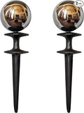 Lulu Decor, Garden Silver Gazing Ball Hose Guide, Set of 2. Strong and Decorative Hose Guide that Protects Your Plants While Providing Elegance to Your Garden