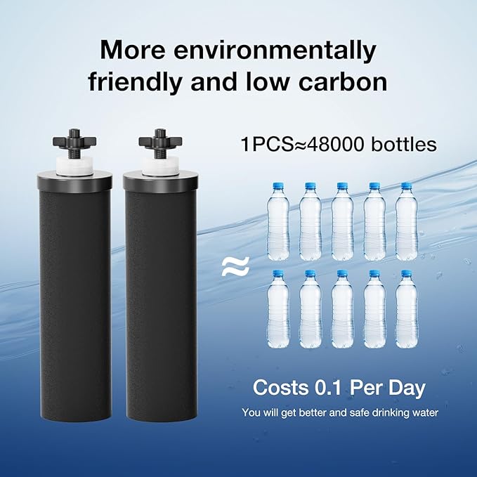 NSF/ANSI 42&372 Certified Replacement Filter Elements,Replacement for Berkey® BB9-2® Black Filters Elements ProOne® Big+ or Berkey® Big+ Gravity Water Filter System (2 Pack)