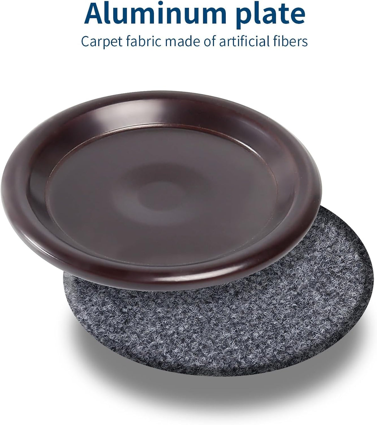 Ezprotekt 1 5/8" Round Reusable Felt Furniture Caster Cups with Carpet Bottom, 16 Pcs Felt Furniture Sliders Floor Protectors Pads to Protect Hardwood, Tile Floors Carpet from Scratches (Brown/Gray)