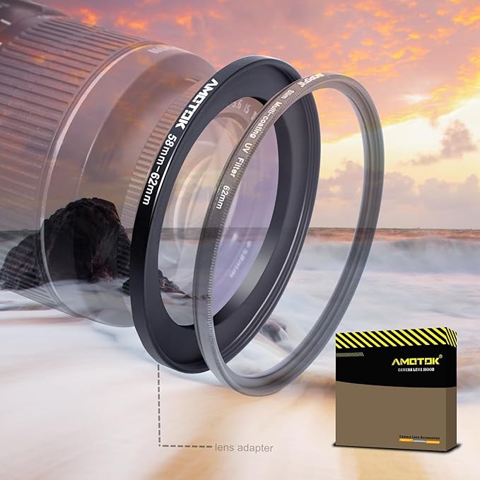 58mm to 62mm Camera Filters Ring Compatible All 58mm Camera Lenses to 62mm UV CPL ND Filter Accessory and 62mm Lens Hood(58-62mm)