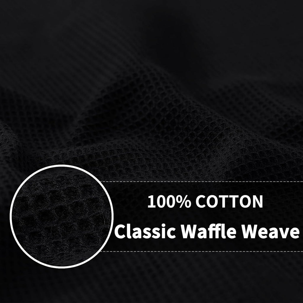 Homaxy 100% Cotton Waffle Weave Dish Cloths - 8 Pack Soft and Absorbent Dish Towels - 12 x 12 Inches Quick Dry Dish Rags - Black