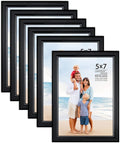 Langdon House 5x7 Picture Frames Set (Black, 6 Pack) Distinguished Edging for Classic Style, Richland Collection