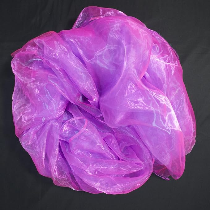 Two-Tone Iridescent Holographic Organza Fabric - 5.5 Yards by The Yard | Lightweight Sheer Tulle | for Wedding Dresses, Party Decor, DIY Crafts, Shiny Backdrops(Magenta with a hint of Blue)